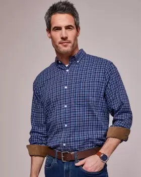 Cotton Traders Mens Long Sleeve Country Shirt in Blue