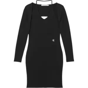 Calvin Klein Jeans Cut Out Long Sleeves Dress - Black