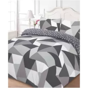 Dreamscene Shapes Duvet Set - Grey - Double - Grey