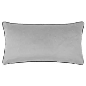 Torto Rectangular Opulent Velvet Cushion Silver/Charcoal, Silver/Charcoal / 30 x 60cm / Polyester Filled