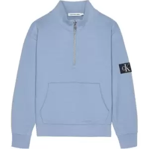 Calvin Klein Jeans Badge Textured Zip Up Sweatshirt - Blue