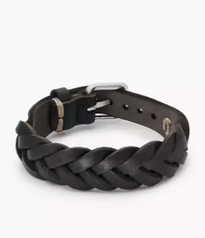 Fossil Men Leather Essentials Black Leather Strap Bracelet