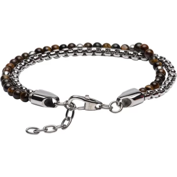 Unique & Co. Stainless Steel Bracelet and Brown Tiger Eye Beads with Extension