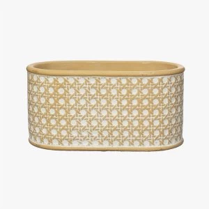 Sass & Belle Rattan Weave Concrete Trough Planter