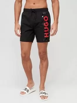 HUGO Reef Logo Swim Shorts - Black Size XL Men