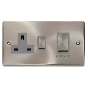 Click Scolmore Deco Ingot 45A Cooker Switch Unit with 13A 2 Pole Switched Socket - VPSC504GY