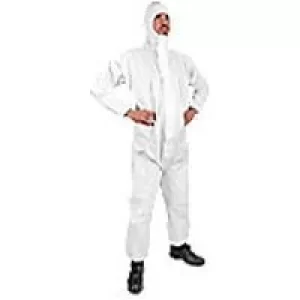 Click Once Protective Coverall With Hood Polyproylene, Polyethylene M White