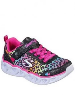 Skechers Girls Heart Lights Shimmer Spots Trainer - Black