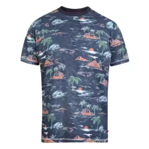 Duke Mens Chester Kingsize Hawaiian T-Shirt (2XL) (Navy Marl)