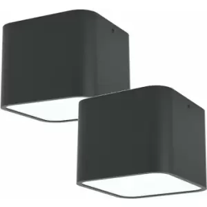 Loops - 2 pack Wall / Ceiling Light Black Square Accent Downlight 1x 28W E27 Bulb