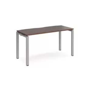 Bench Desk Single Person Starter Rectangular Desk 1400mm Walnut Tops With Silver Frames 600mm Depth Adapt