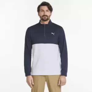 Puma Gamer Colorblock 1/4 Zip Navy Blazer/Bright White - L