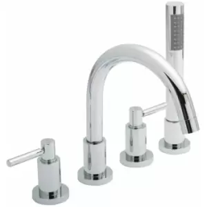 Tec Lever 4-Hole Bath Shower Mixer Tap with Shower Kit and Hose Retainer - Hudson Reed