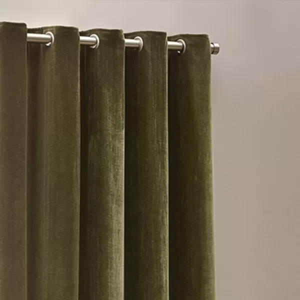 Heavy Chenille Room Darkening Eyelet Curtains Olive, Olive / 229 x 229cm