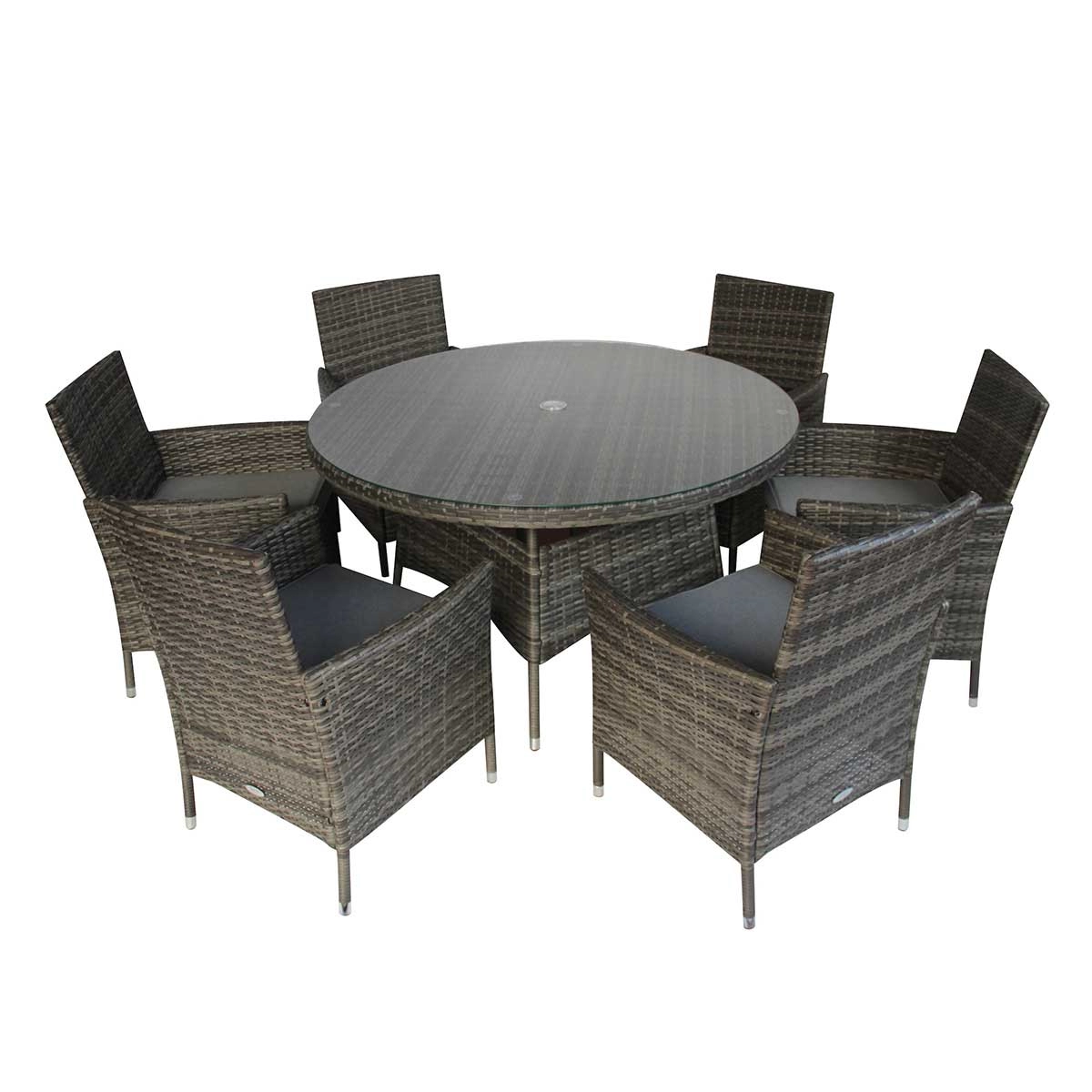 Charles Bentley 6 Seater Rattan Dining Set Grey