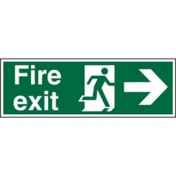 Stewart Superior Seco Photoluminescent Safe Procedure Safety Sign Fire Exit Man Running and Arrow Pointing Right Glow In The Dark 450 x 150mm - SP121P