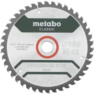 Metabo Precision cut Wood - Classic 165X20 Z42 WZ 5° 628026000 Carbide metal circular saw blade 165 x 20 x 1.2mm Number of cogs: 42