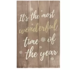 Something Different - Most Wonderful Time Winter Magic Plaque (One Size) (Brown/White/Gold) - Brown/White/Gold