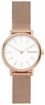 Skagen Ladies Signatur Slim Rose Tone Mesh Strap Watch