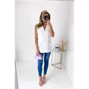 I Saw It First White Sleeveless Long Line Blazer - White