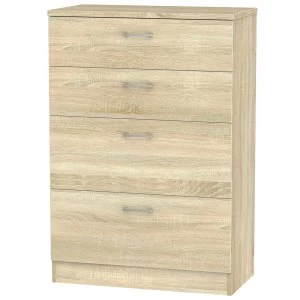 Yelanto Ready Assembled 4-Drawer Chest of Drawers - Oak