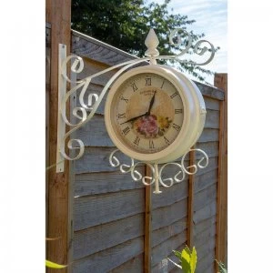 Vintage 37cm Double Sided Metal Bracket Wall Clock