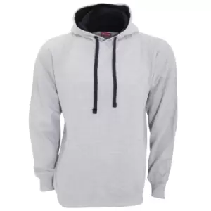 FDM Unisex Contrast Hooded Sweatshirt / Hoodie (300 GSM) (S) (Heather Grey/Navy)