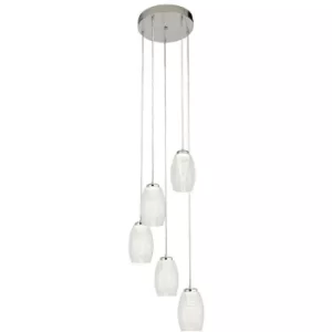 Searchlight Cyclone 5 Light Mu Lighti Drop Pendant, Clear Glass 3000K