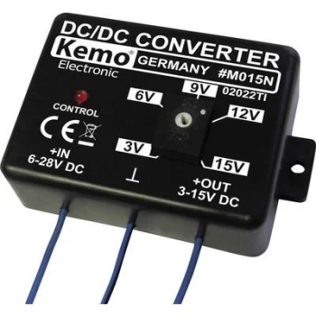 Kemo Voltage transformer Component Input voltage (range): 6 - 28 V DC Output voltage (range): 3 - 15 V DC 1.5 A