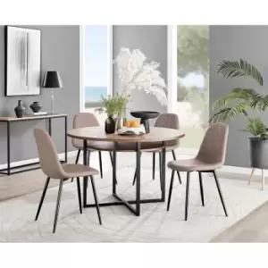 Furniture Box Adley Brown Wood Storage Dining Table and 4 Cappuccino Corona Black Leg Chairs