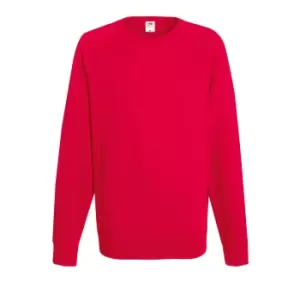 Fruit Of The Loom Mens Lightweight Raglan Sweatshirt (240 GSM) (XL) (Red)