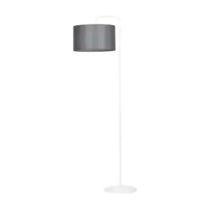 Trapo White Floor Lamp with Shade with Gray Fabric Shades, 1x E27