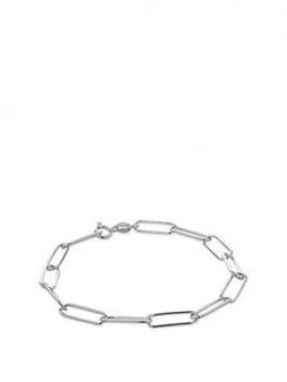 The Love Silver Collection Sterling Silver Paperclip Elongated Cable Chain Bracelet