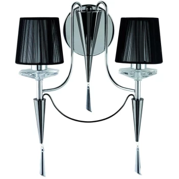 Searchlight Duchess - 2 Light Indoor Candle Wall Light Black Chrome with Shades, G9