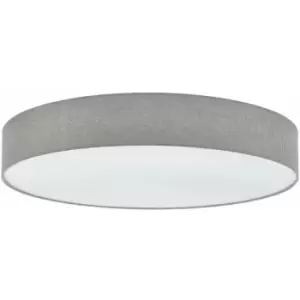 Flush Ceiling Light Colour White Shade Grey White Fabric Linen Bulb E27 7x25W