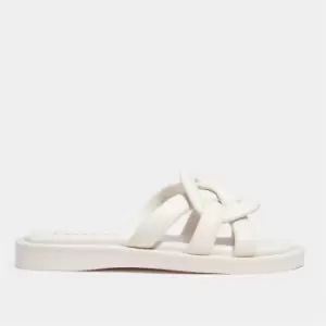 Coach Womens Georgie Leather Slide Sandals - Chalk - UK 4