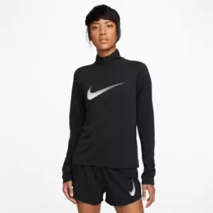 Nike Dri-FIT Swoosh Womens Half-Zip Long Sleeve Top - Black