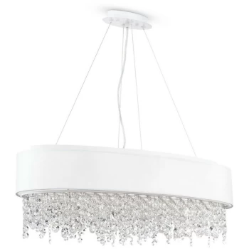 Manfred Ceiling Pendant Lamp White & Crystal, 9 Light, E14