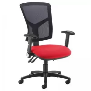 Senza high mesh back operator chair with folding arms - Panama Red