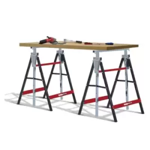 Lumberjack 2 X Folding Work Horse Trestle Saw Adjustable Height Stand 150Kg Each