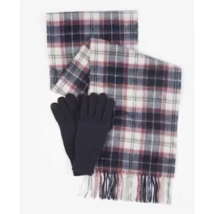 Barbour Wool Tartan Scarf & Glove Set - Purple