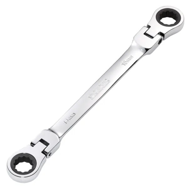 Draper HI-TORQ Metric Flexible Head Double Ring Ratchet Spanner, 14 x 15mm