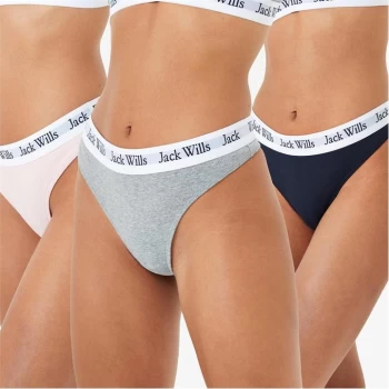 Jack Wills Deptford Multipack Thong 3 Pack - Pink/Navy/Grey