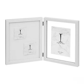 5" x 7" - iFrame White Hinged Photo Frame with Pin Board