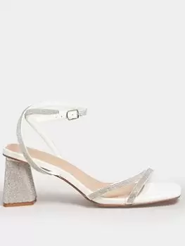 Yours Wide Fit Strappy Sparkle Heel Sandal White, Size E, Women