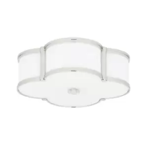 Chandler 3 Light Flush Mount Polished Nickel, Glass