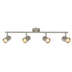 4 Light Spotlight Bar Satin Chrome Effect, Chrome Plate, GU10