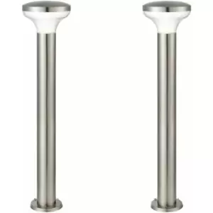 2 pack Outdoor Post Bollard Light Marine Steel 1m LED Garden Driveway Path Lamp