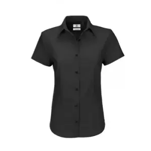 B&C Ladies Oxford Short Sleeve Shirt / Ladies Shirts (5XL) (Black)