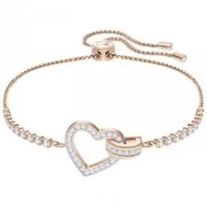 Ladies Swarovski Rose Gold Plated Lovely Heart Slider Bracelet